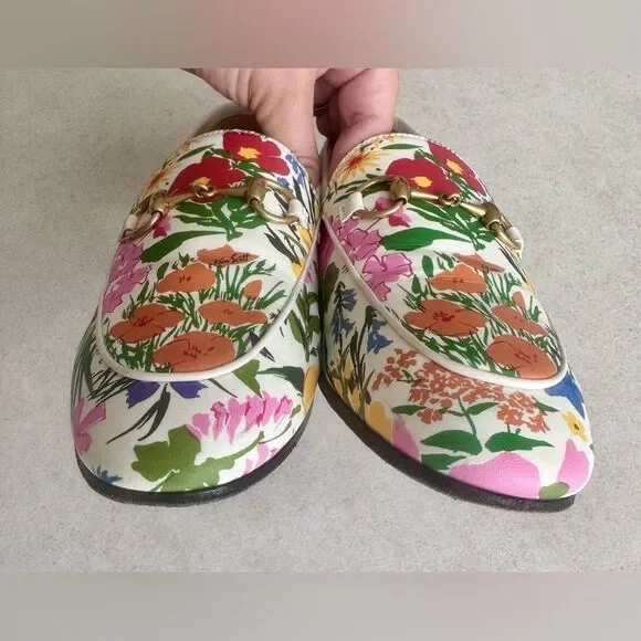 Gucci Ken Scott Jordaan Horsebit Leather Floral Print Loafer Flats EU 36.5 US6.5 - Picture 6 of 10